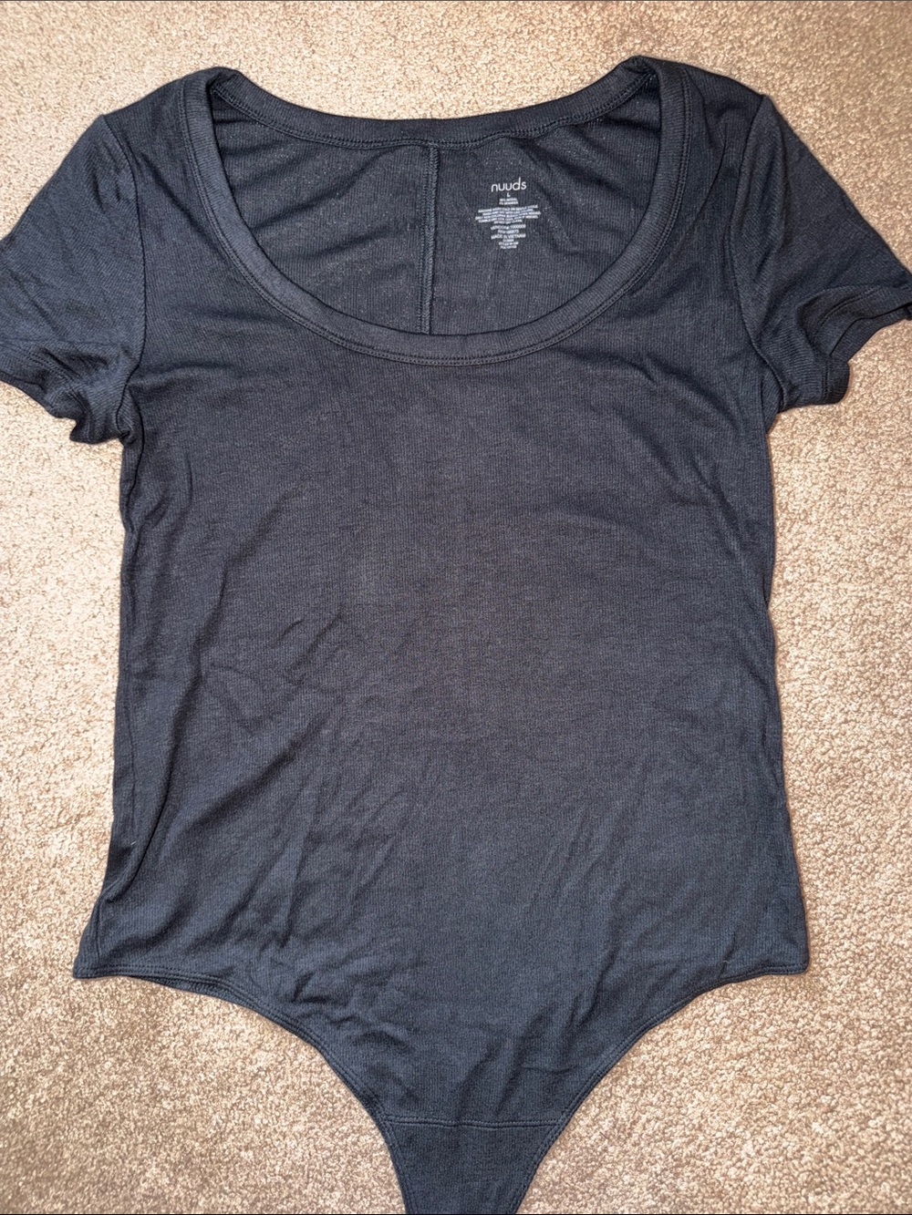 New Nuuds Slinky Rib Black Bodysuit
